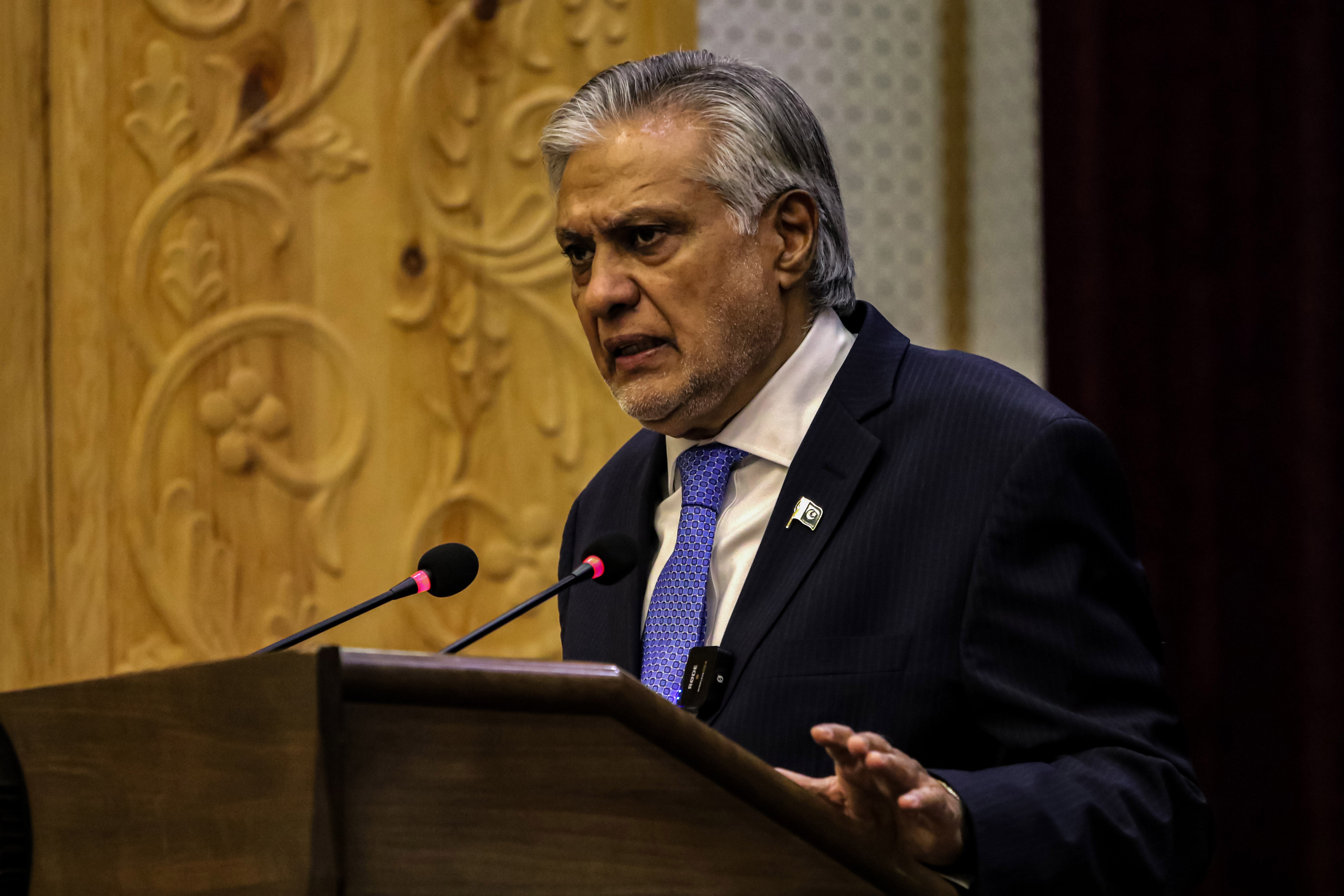 Ishaq Dar, Pakistan's deputy prime minister and foreign minister, during a bilateral meeting in Kabul on 19 April 2025