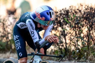 Tom Pidcock in action during the stage two time-trial