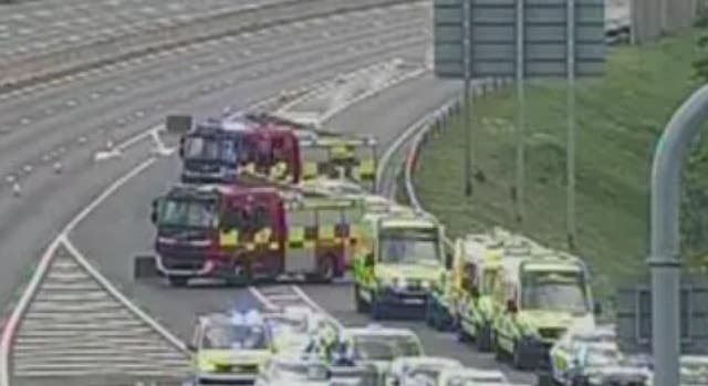 <p>Fire engines and several ambulances are at the scene</p>