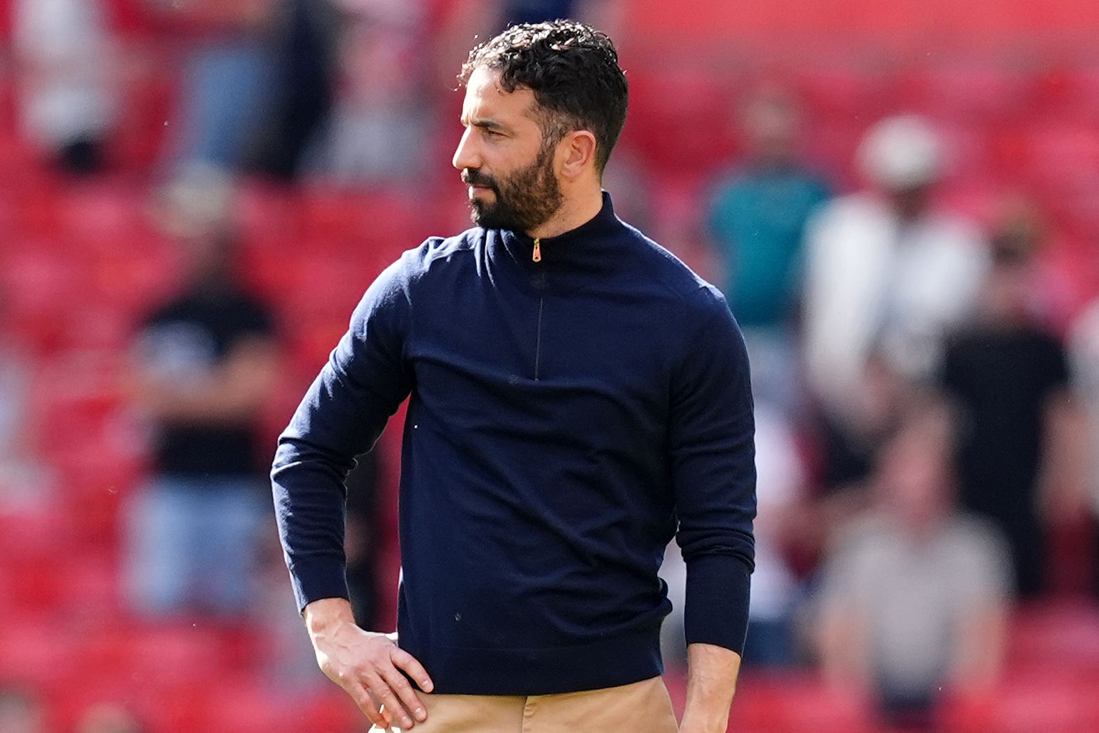 Manchester United manager Ruben Amorim stands dejected after the game