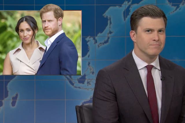 <p>Colin Jost hosting Weekend Update on Saturday Night Live, May 10 2025</p>