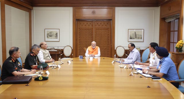 <p>Indian prime minister Narendra Modi holds a security meeting</p>