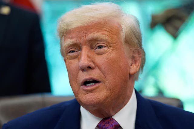 President Donald Trump speaks with reporters (Alex Brandon/AP)