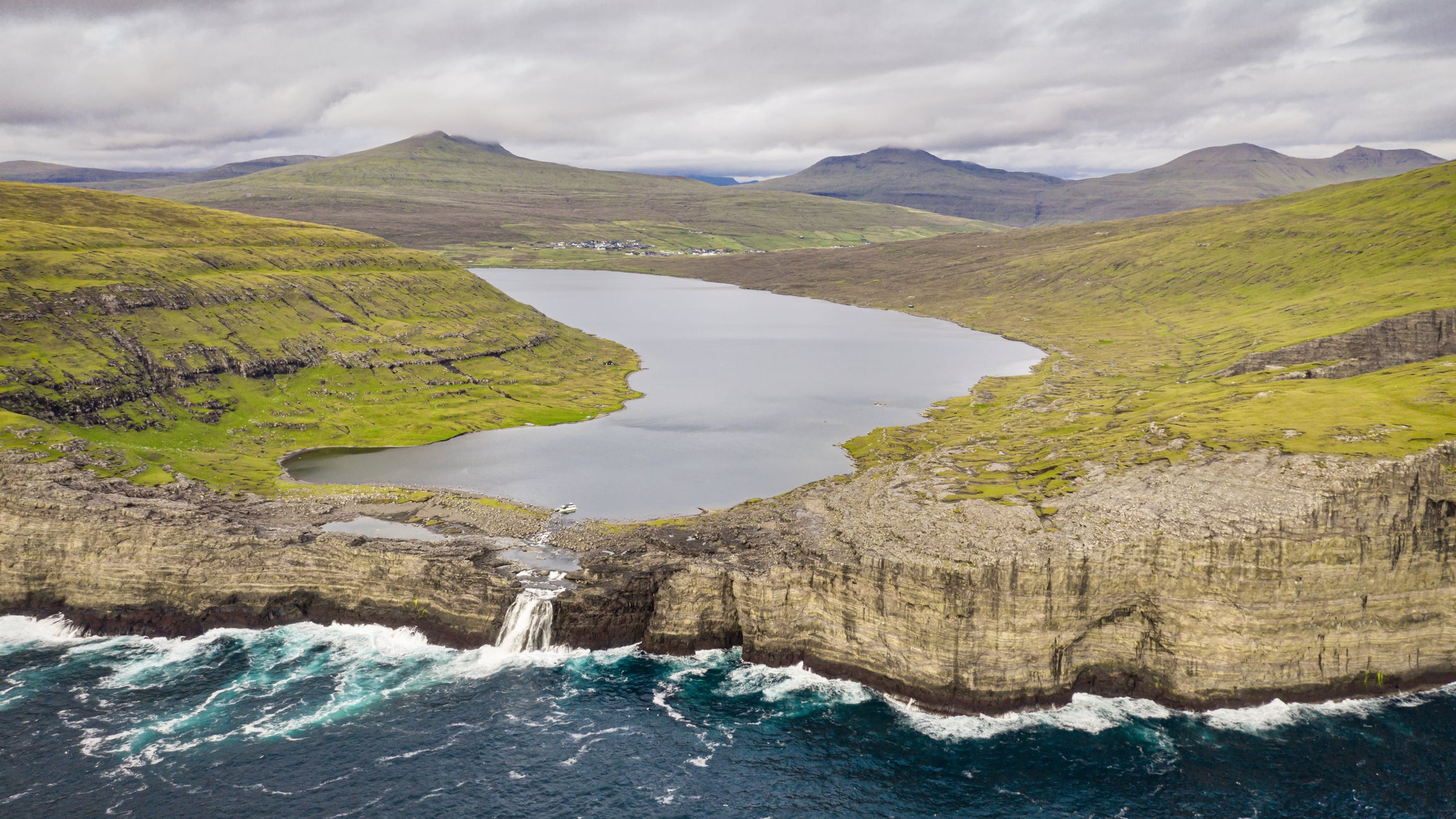 Lake Sørvágsvatn is famous for its optical illusion