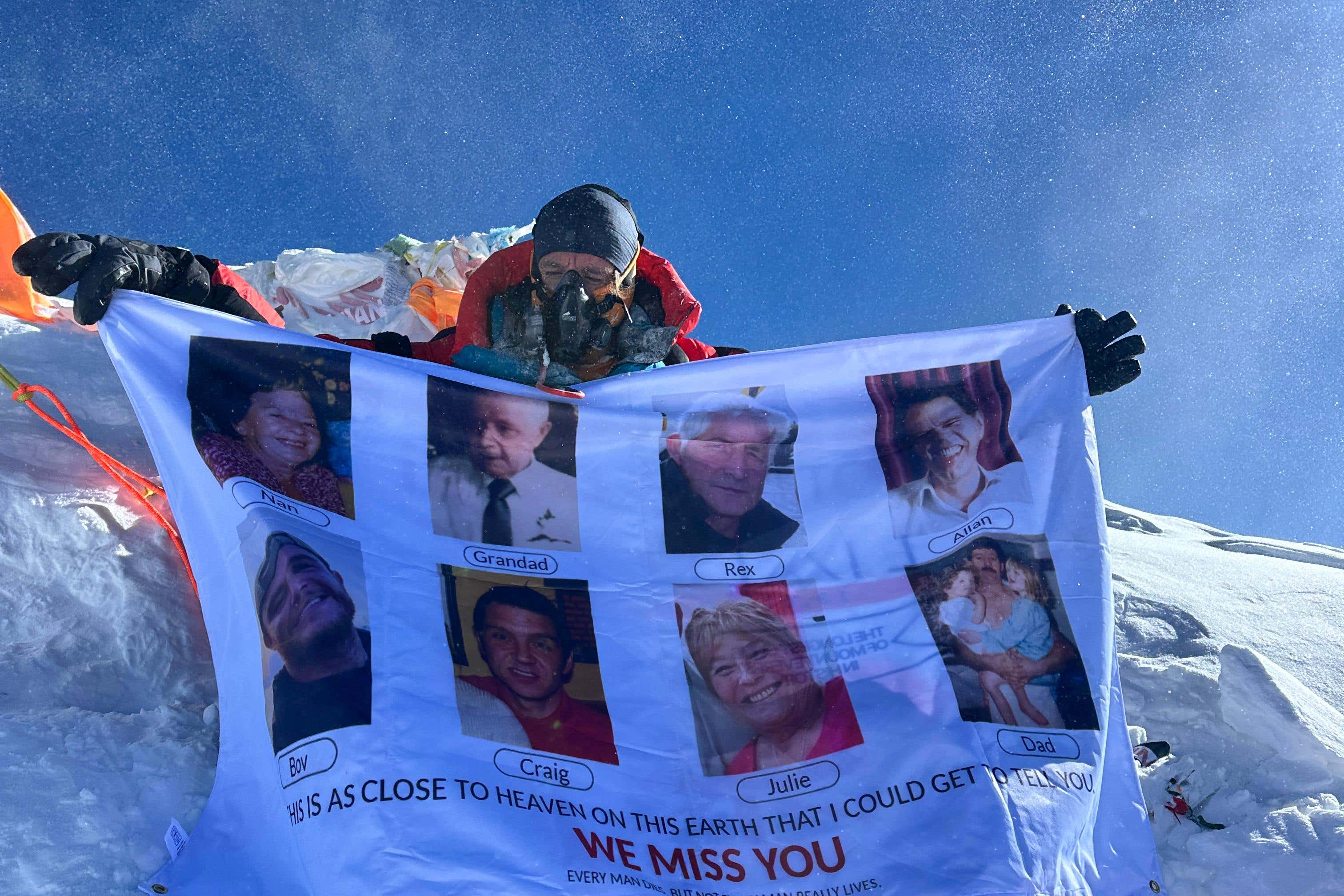 Mitch Hutchcraft reaches the summit of Mt Everest (Blue Door Productions/ Stan Gaskell/ PA)