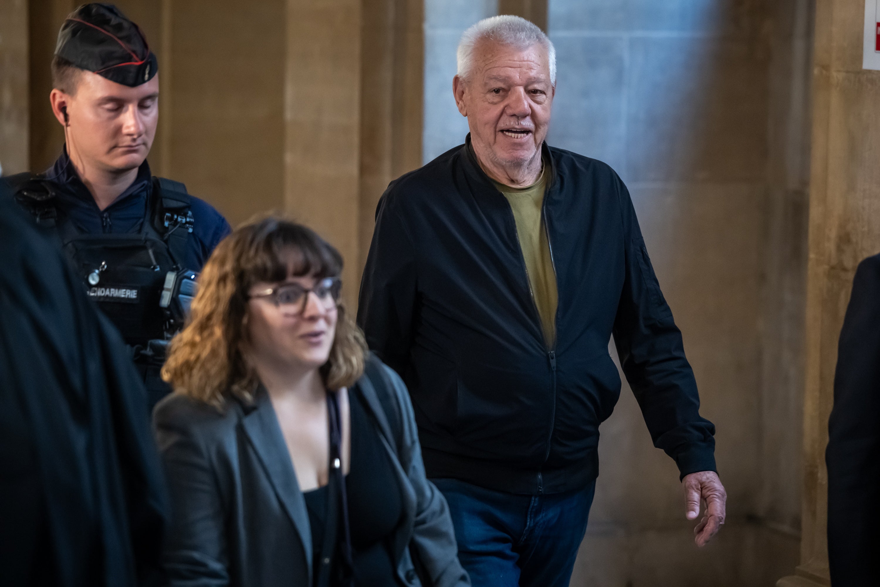 Defendant Marc Boyer arrives on the opening day of the trial against suspects in the armed robbery of Kim Kardashian