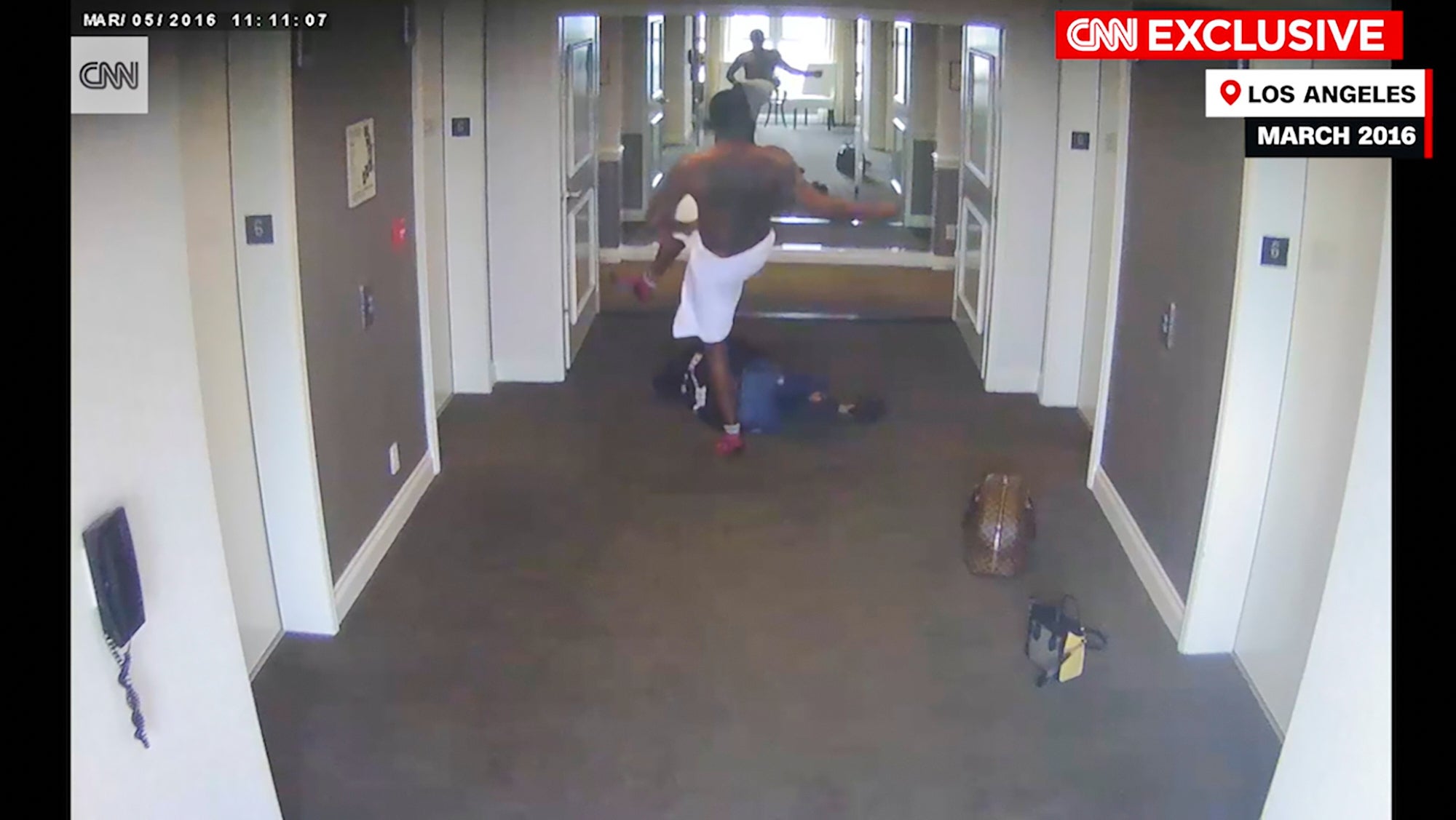 Prosecutors played jurors hotel security footage of the March 2016 incident.
