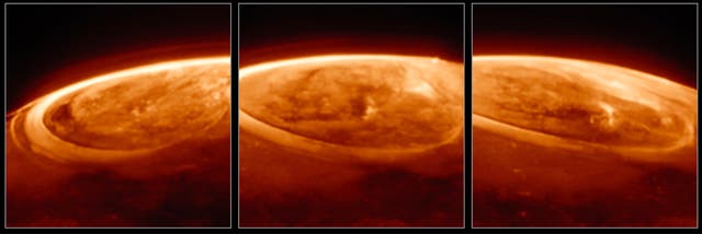 <p>This image provided by Nasa shows new details of the auroras on Jupiter, captured by the James Webb Space Telescope</p>