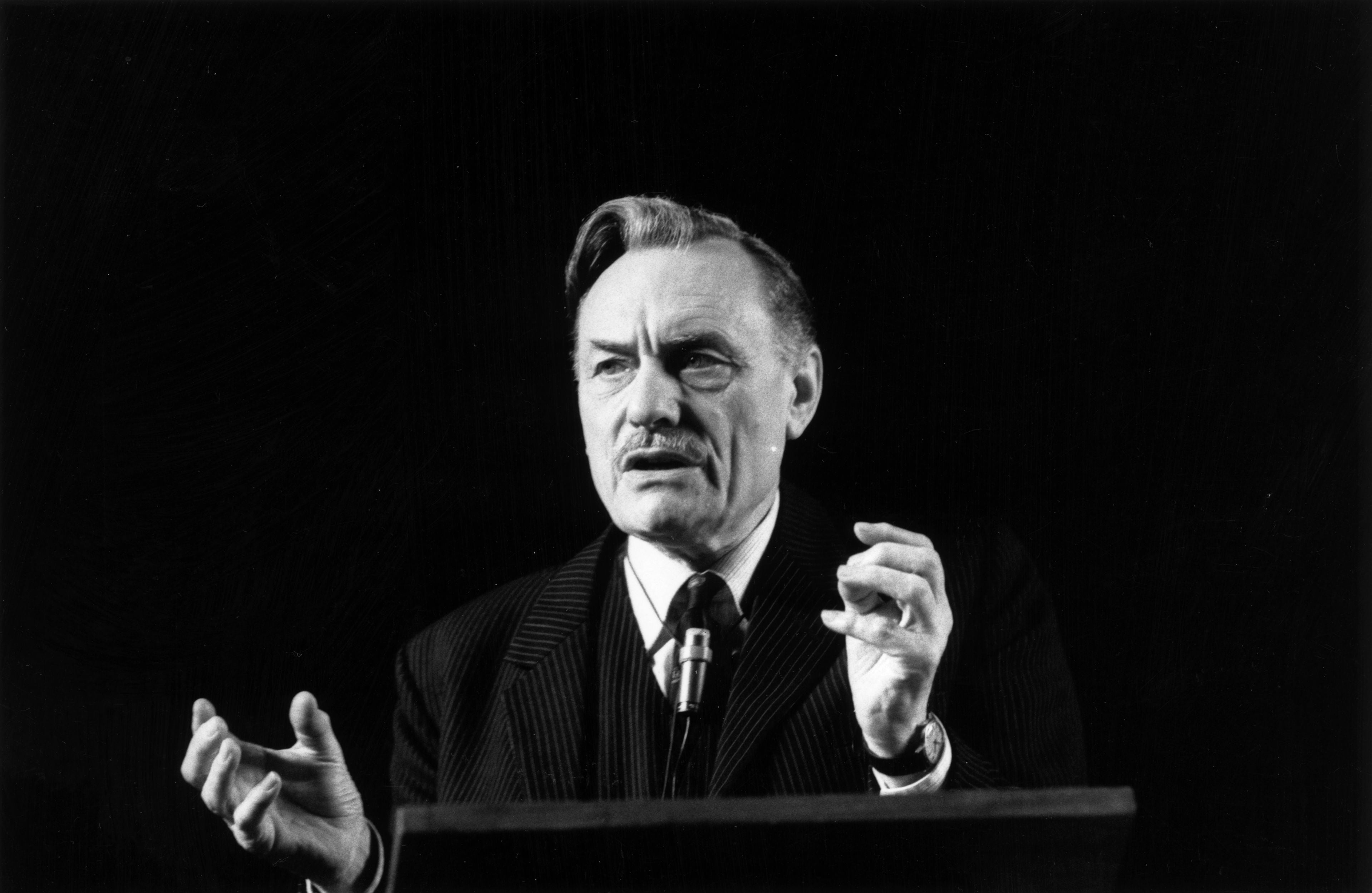 Former Conservative Party MP Enoch Powell, seen here in 1978, is infamous for his ‘rivers of blood’ speech