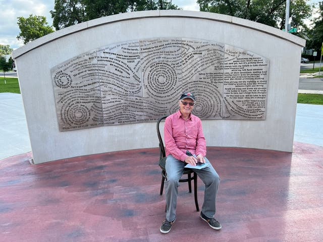 <p>On tour: Tony Wheeler in Hibbing, Minnesota – birthplace of Bob Dylan and the Greyhound bus</p>