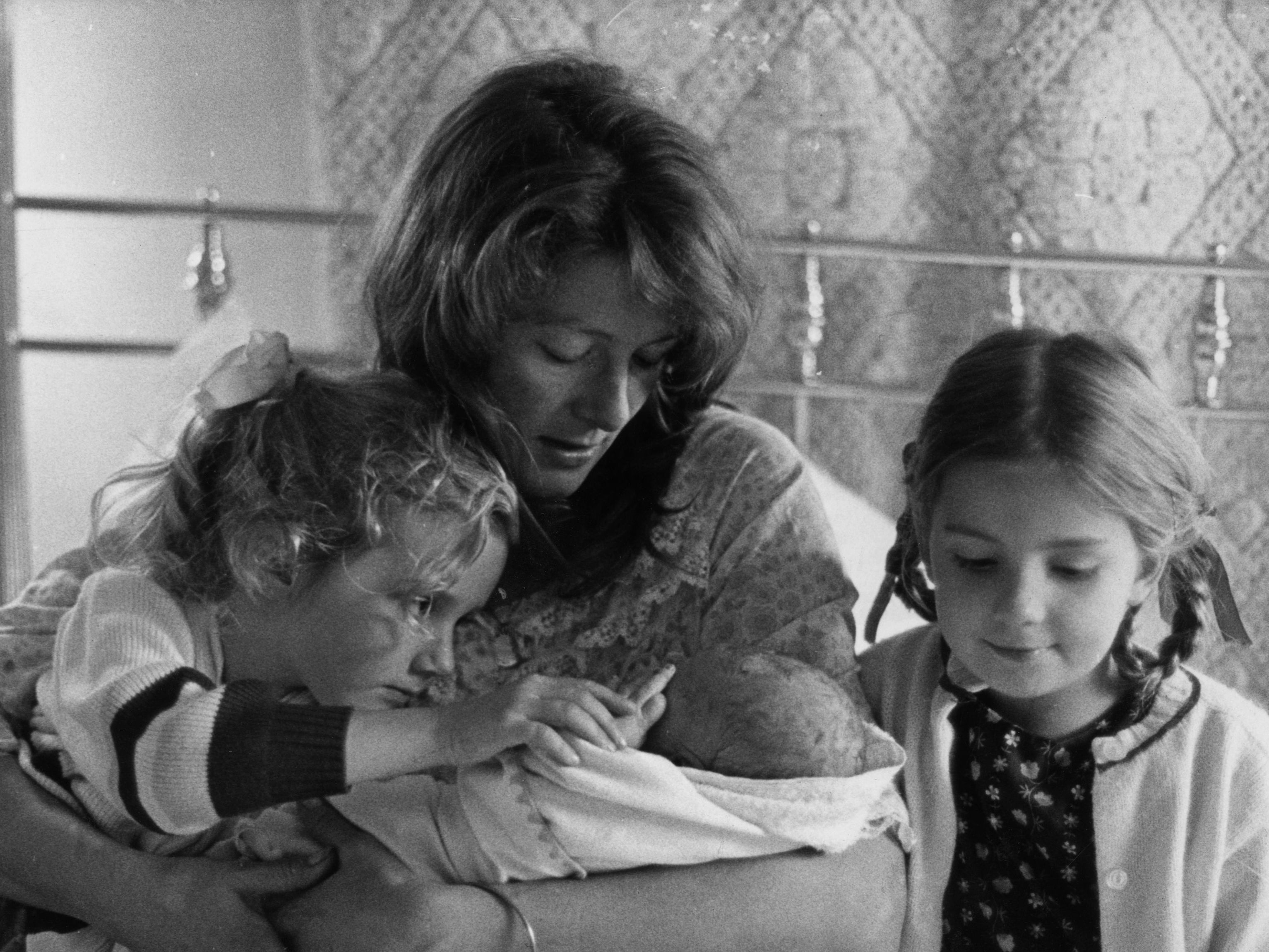 Vanessa Redgrave with her two daughters Natasha and Joely and their newborn son Carlo Gabriel in 1969