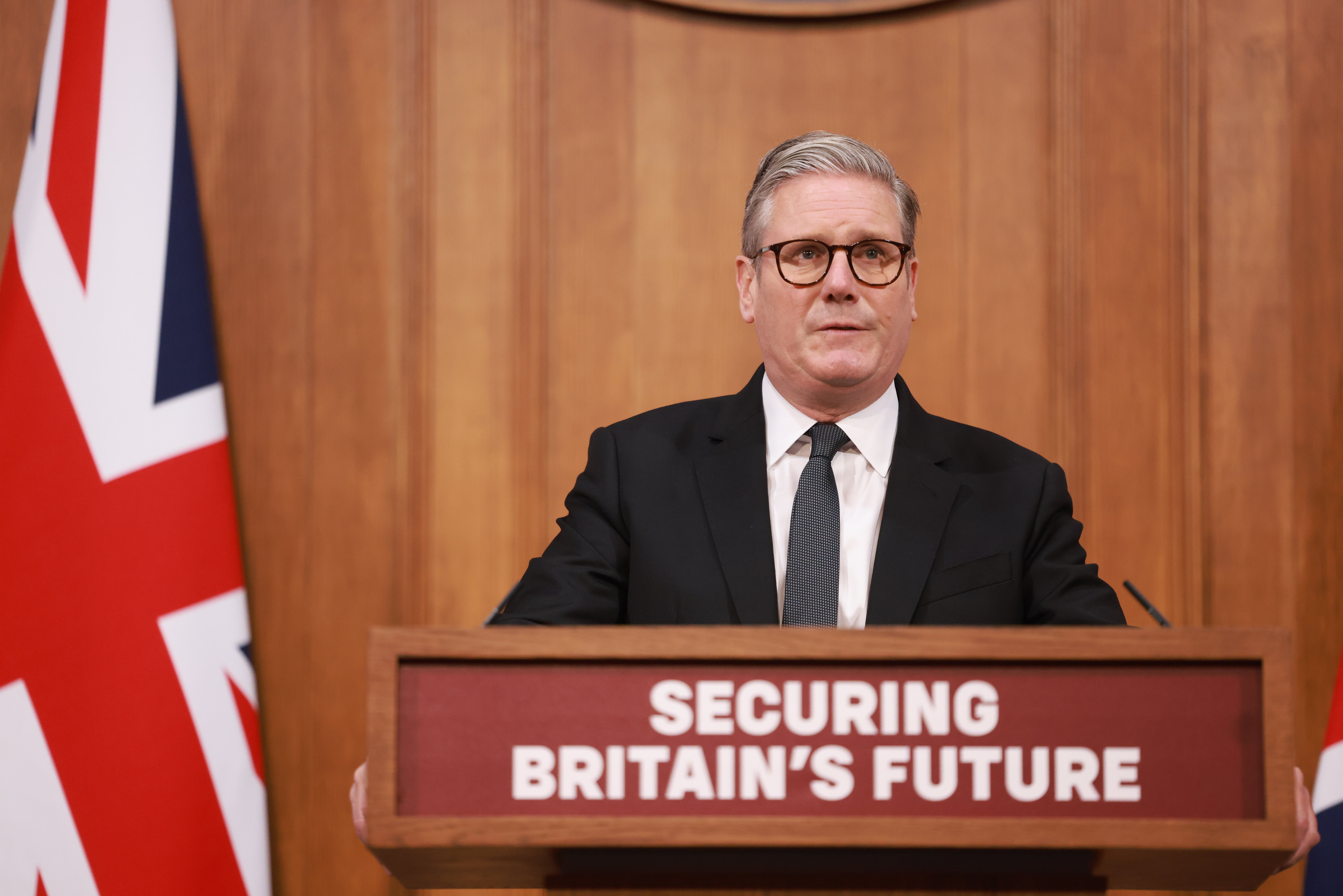 Prime Minister Sir Keir Starmer speaks during a press conference on the Immigration White Paper in the Downing Street Briefing Room (Ian Vogler/PA)