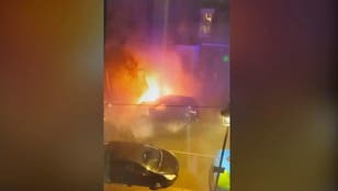 Chilling video shows car engulfed in flames outside PM’s house
