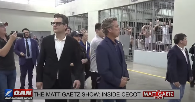 <p>OAN host Matt Gaetz and a delegation of lawmakers tour the notorious CECOT prison in El Salvador, where deported inmates heckle and taunt them.</p>