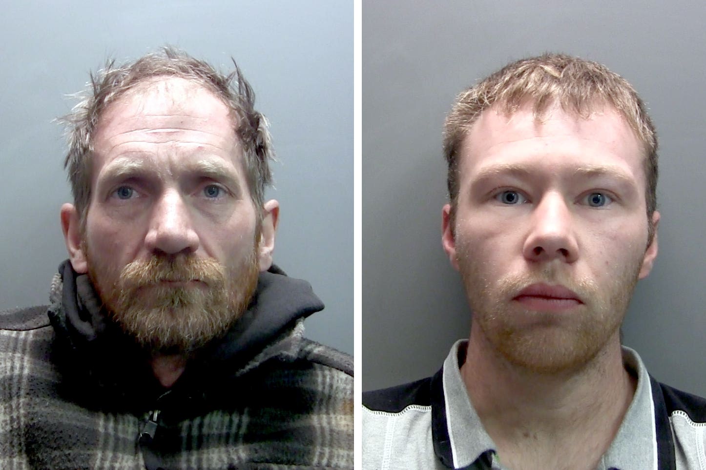 Police mugshots of Daniel Graham and Adam Carruthers