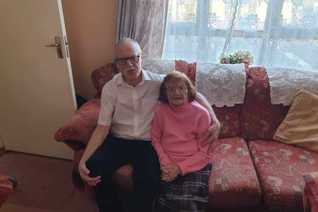 Patrick Naughton with his birth mother Christina ‘Chrissie’ Tully at her home in Co Galway (Patrick Naughton/PA)
