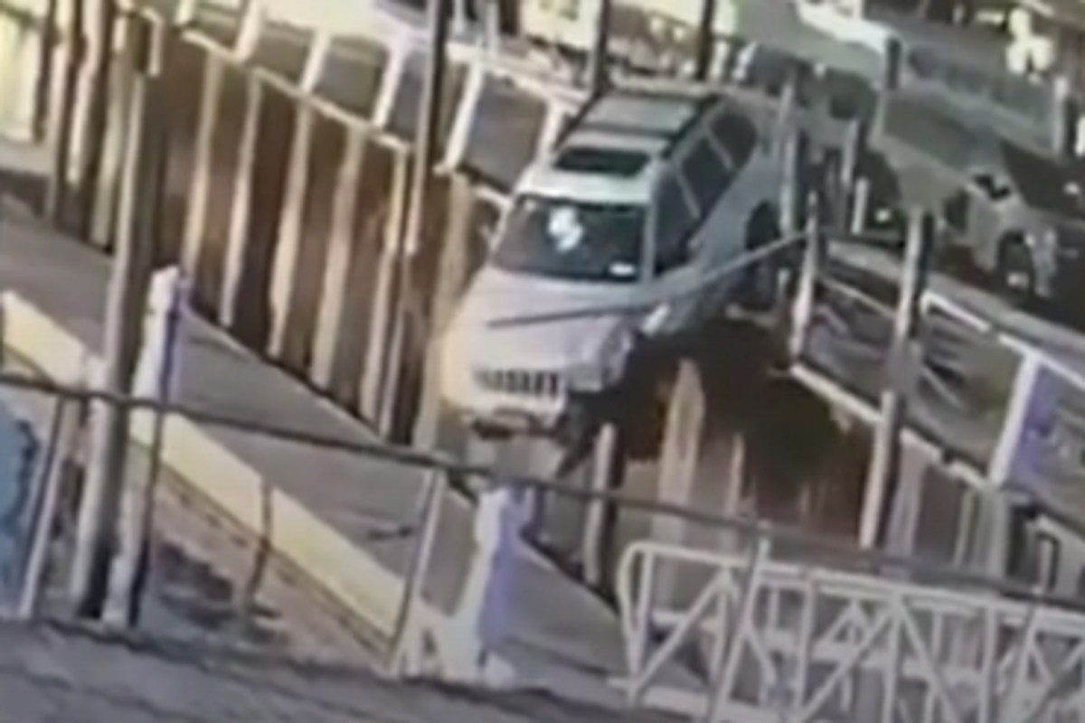 Moment ‘inexperienced driver’ has miracle escape after launching off Long Island pier