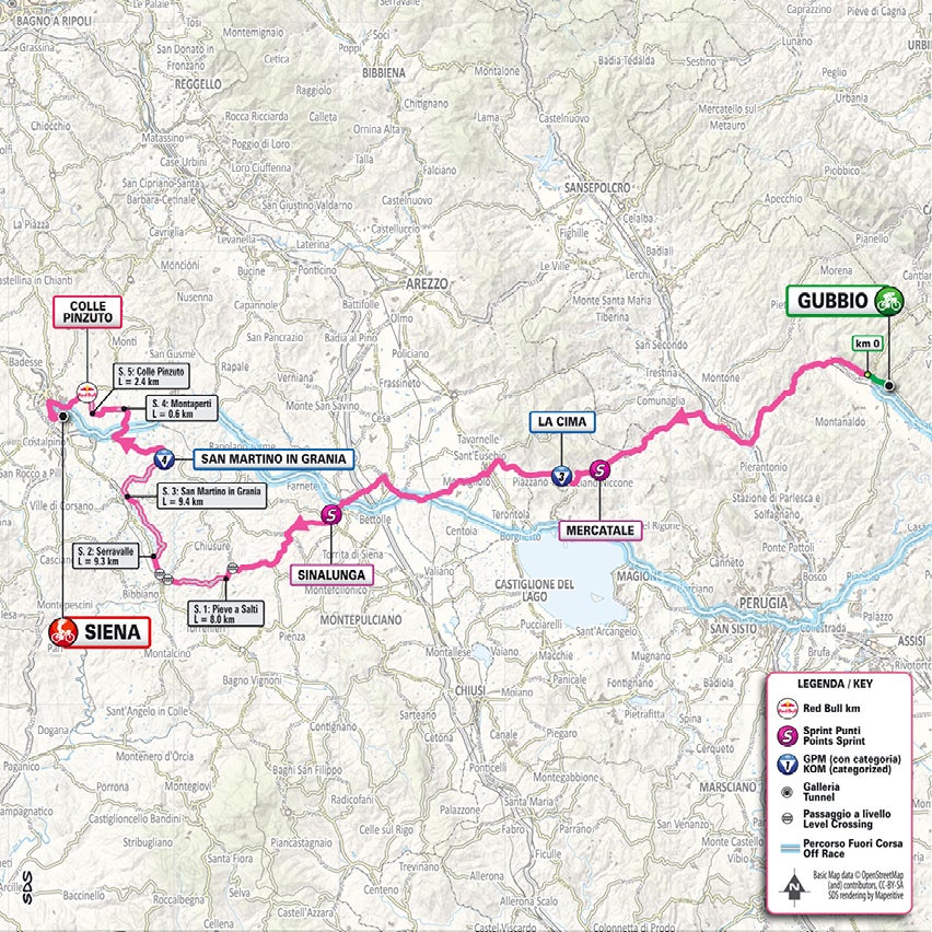 Giro d'Italia - Map of stage nine