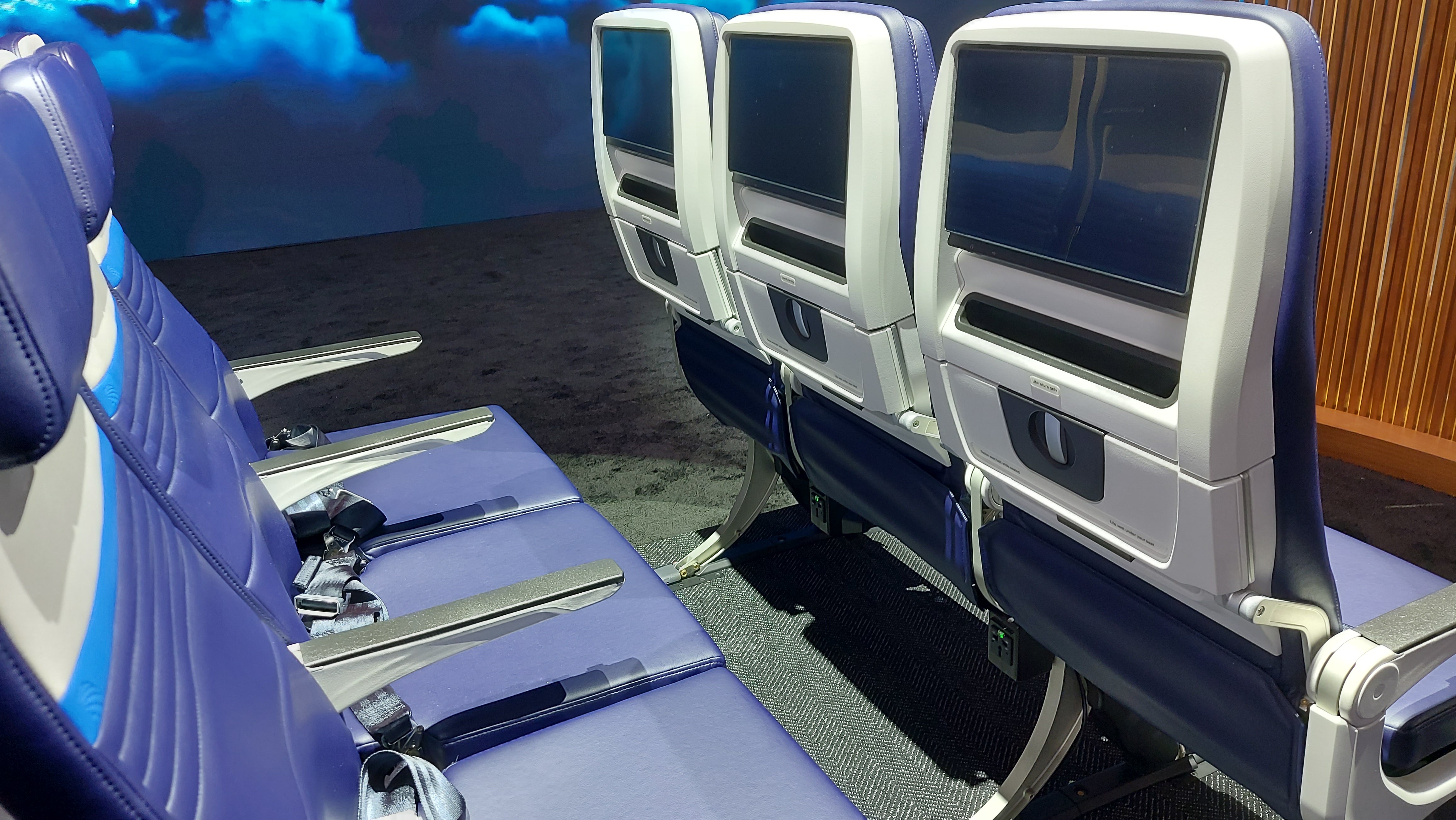 The Elevated economy seat (pictured at the reveal) has a 13-inch 4K screen (up from 11 inches) and is slightly roomier
