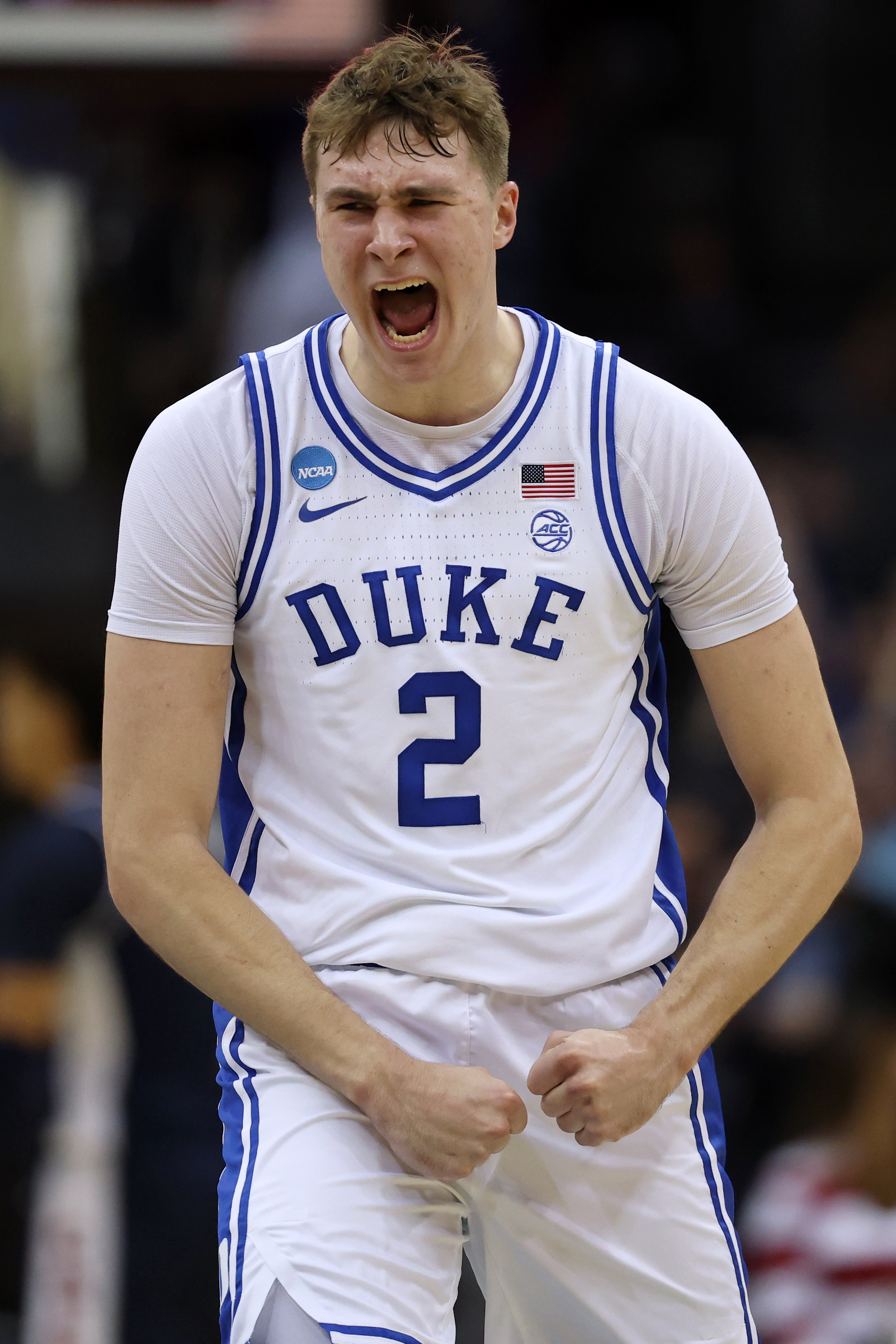 Cooper Flagg celebrates while playing for the Duke Blue Devils