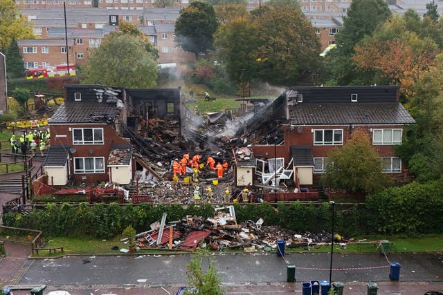<p>The blast in Violet Close in Benwell, Newcastle, which killed Archie York, seven, and a 33-year-old man (Owen Humphreys/PA)</p>