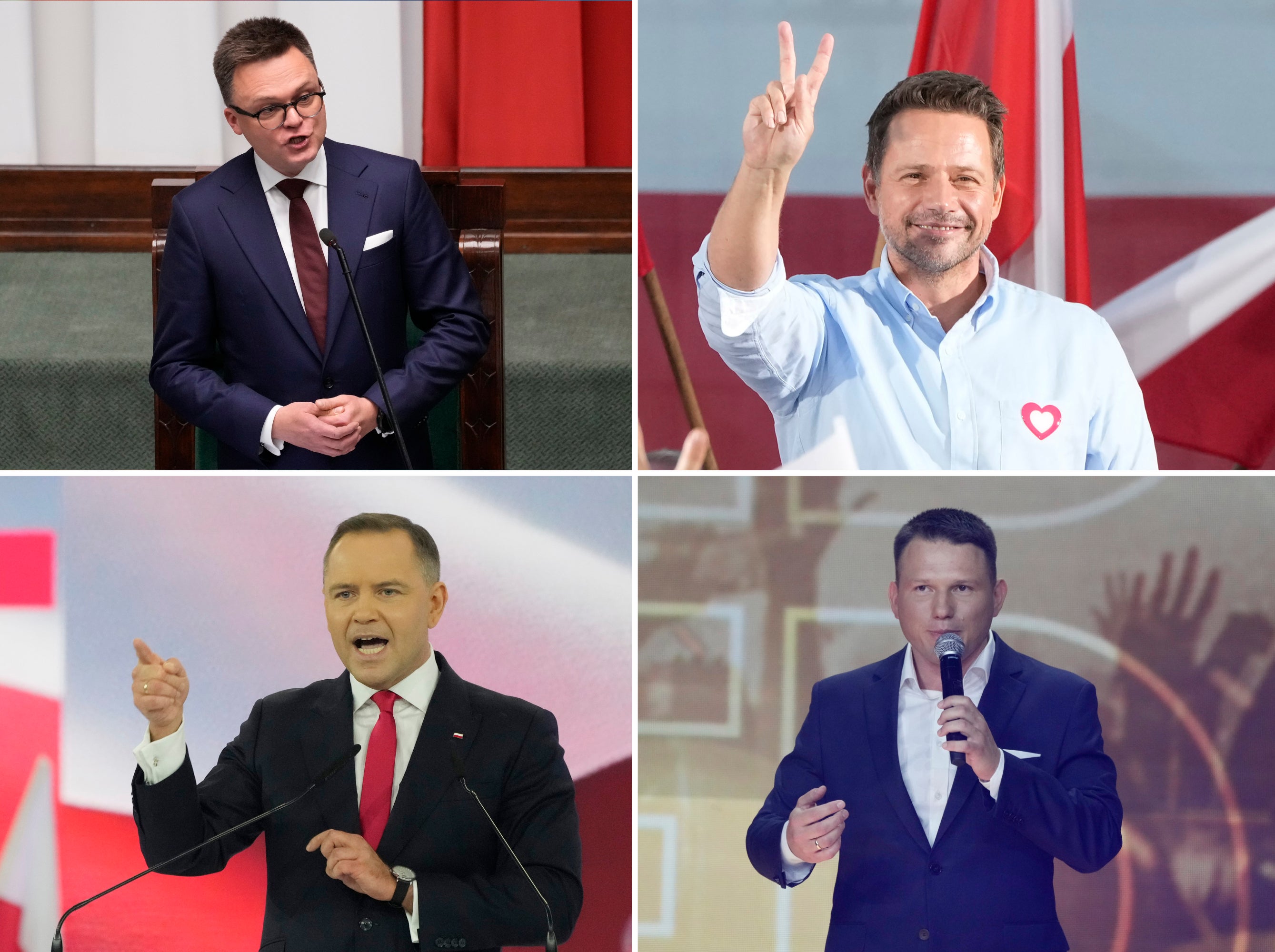  Szymon Hołownia, Rafal Trzaskowski, Sławomir Mentzen and Karol Nawrocki