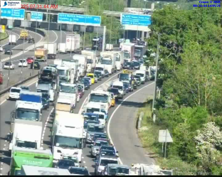 Traffic was still built on M25 at 8.30 on Wednesday