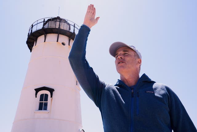Endurance swimmer Lewis Pugh is taking to the seas of the US coast to urge shark protection (Charles Krupa/AP)