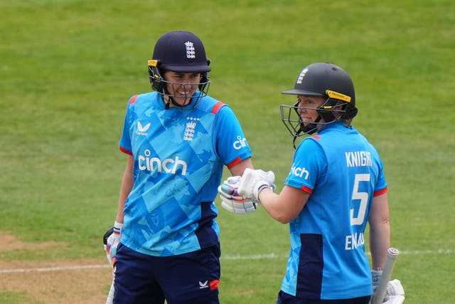 Nat Sciver-Brunt, left, with former England captain Heather Knight (Steven Paston/PA)