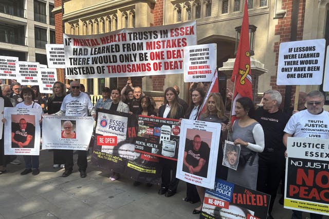 Protesters outside Arundel House in London, where the Lampard Inquiry is taking place (Marija Josifova/PA)