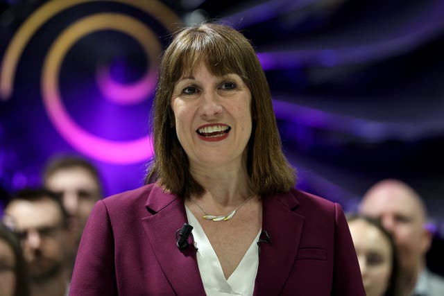 <p>Chancellor of the Exchequer, Rachel Reeves, speaks at the Rolls-Royce factory in Derby</p>