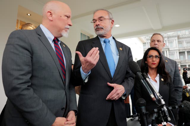<p>House Freedom Caucus Chairman Andy Harris (R-MD) (2nd from left) and Rep. Chip Roy (R-TX) want to see bigger changes to Medicaid in Trump’s major domestic policy bill.</p>