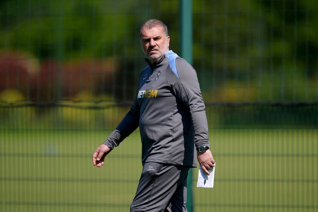 Ange Postecoglou at Tottenham training (Ben Whitley/PA)