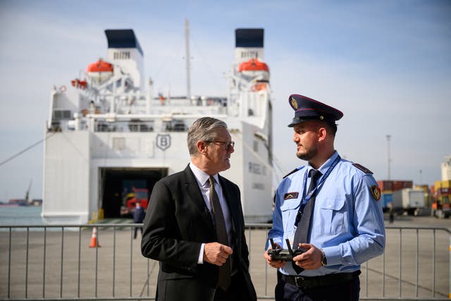 <p>Keir Starmer in Albania </p>