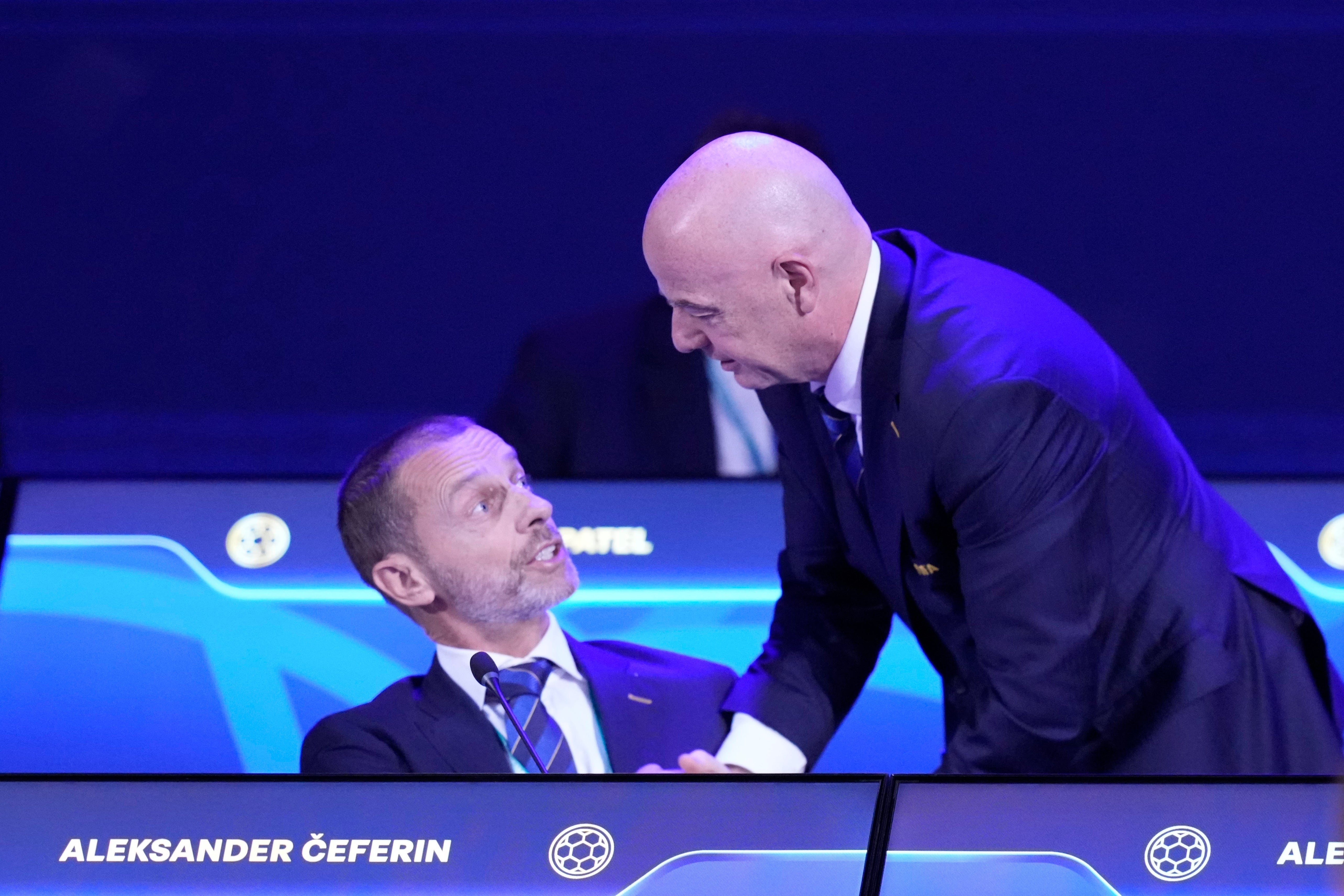 Uefa president Aleksander Ceferin and his Fifa counterpart Gianni Infantino do not see eye to eye