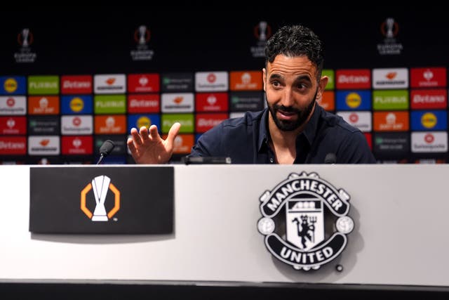 Manchester United boss Ruben Amorim wants his players focused on beating Chelsea and not who might play in Bilbao (Martin Rickett/PA)