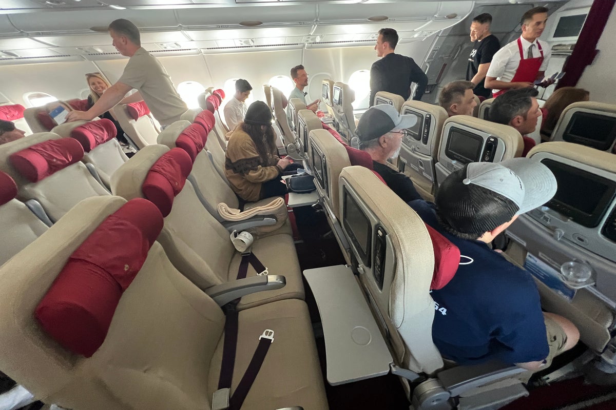Which airlines have upper deck economy class on the Airbus A380?