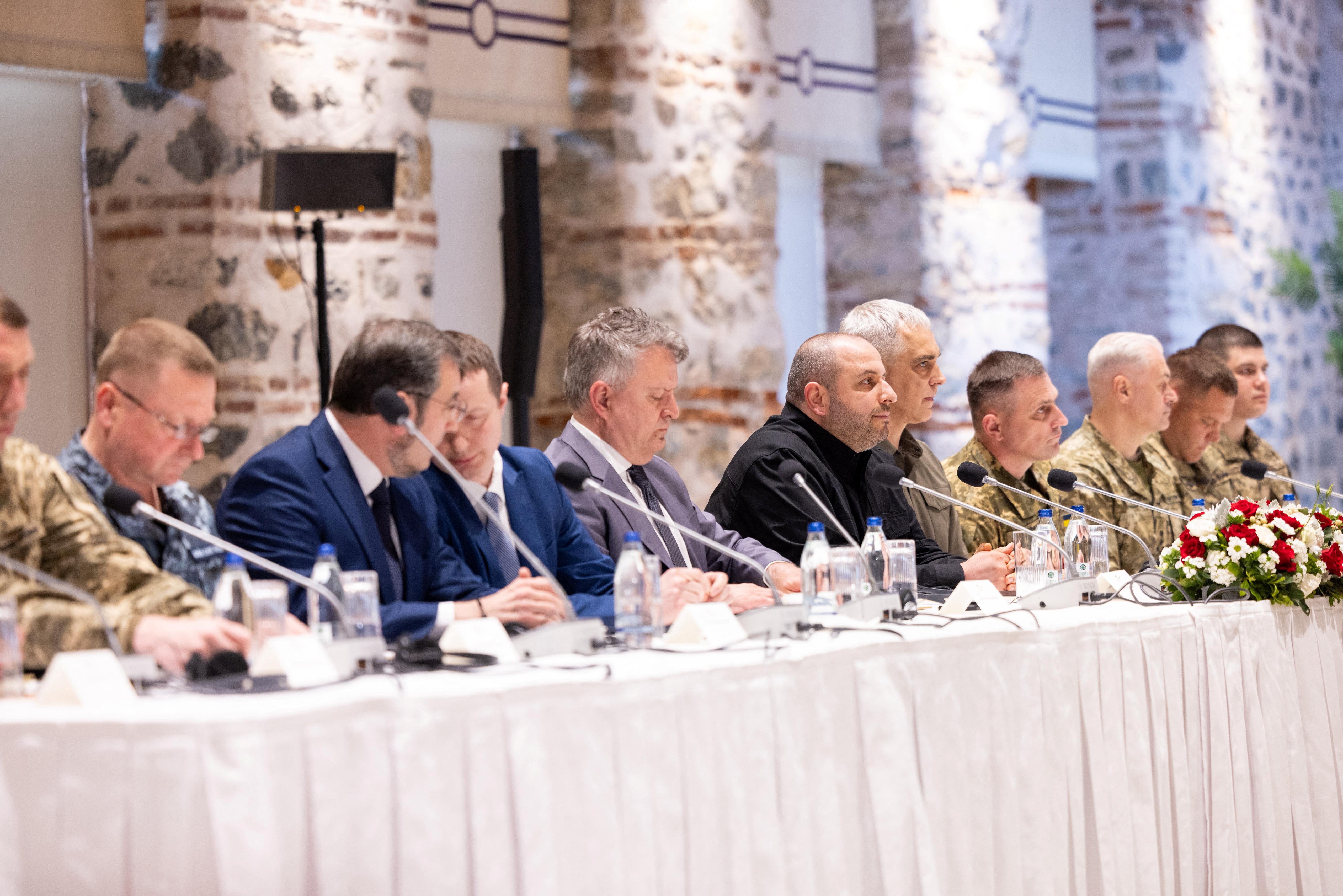 Rustem Umerov, wearing black, was part of the Ukrainian delegations in peace talks two weeks ago