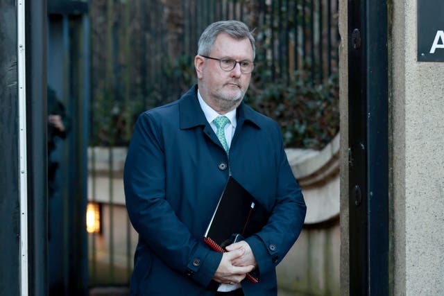 Sir Jeffrey Donaldson during a previous appearance at Newry Crown Court (Liam McBurney/PA)