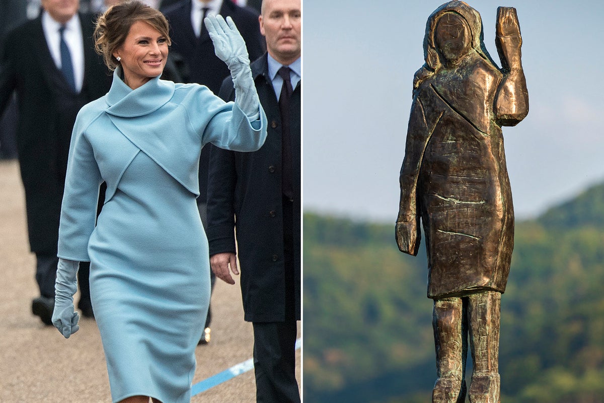 Bronze statue of Melania Trump in her hometown hacked off at the ankles ...