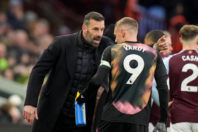 Leicester manager Ruud van Nistelrooy (left) has been left in no doubt of Jamie Vardy’s impact at the club (Jacob King/PA)