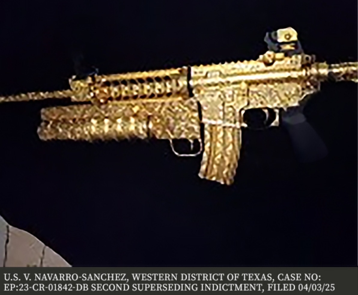 A gold colored AM-15 — a variant of the AR-15 assault rifle dubbed