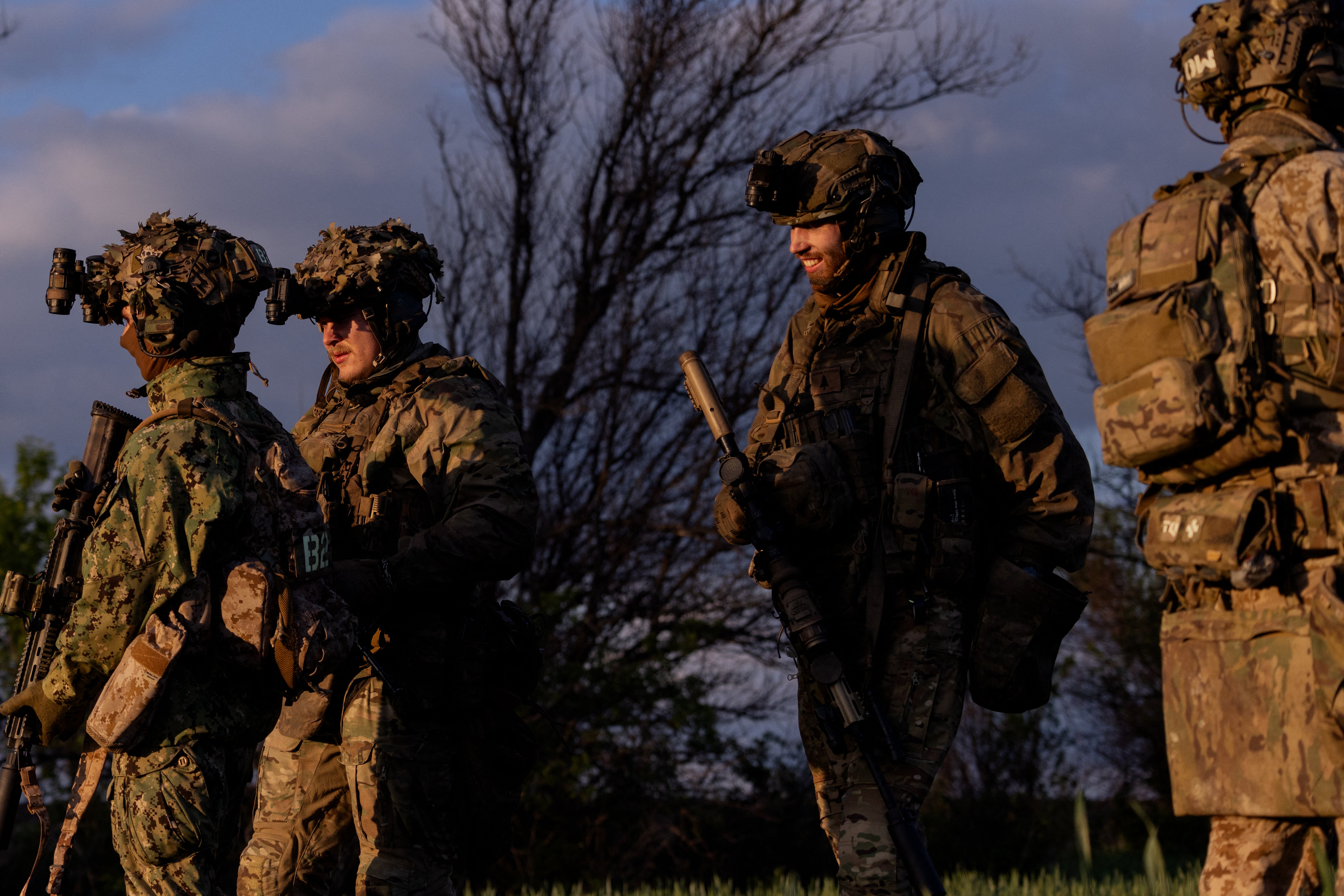 Ukrainian servicemen of the 3rd Separate Assault Brigade take part in a military training at an undisclosed location in Kharkiv Region on 14 May 2025