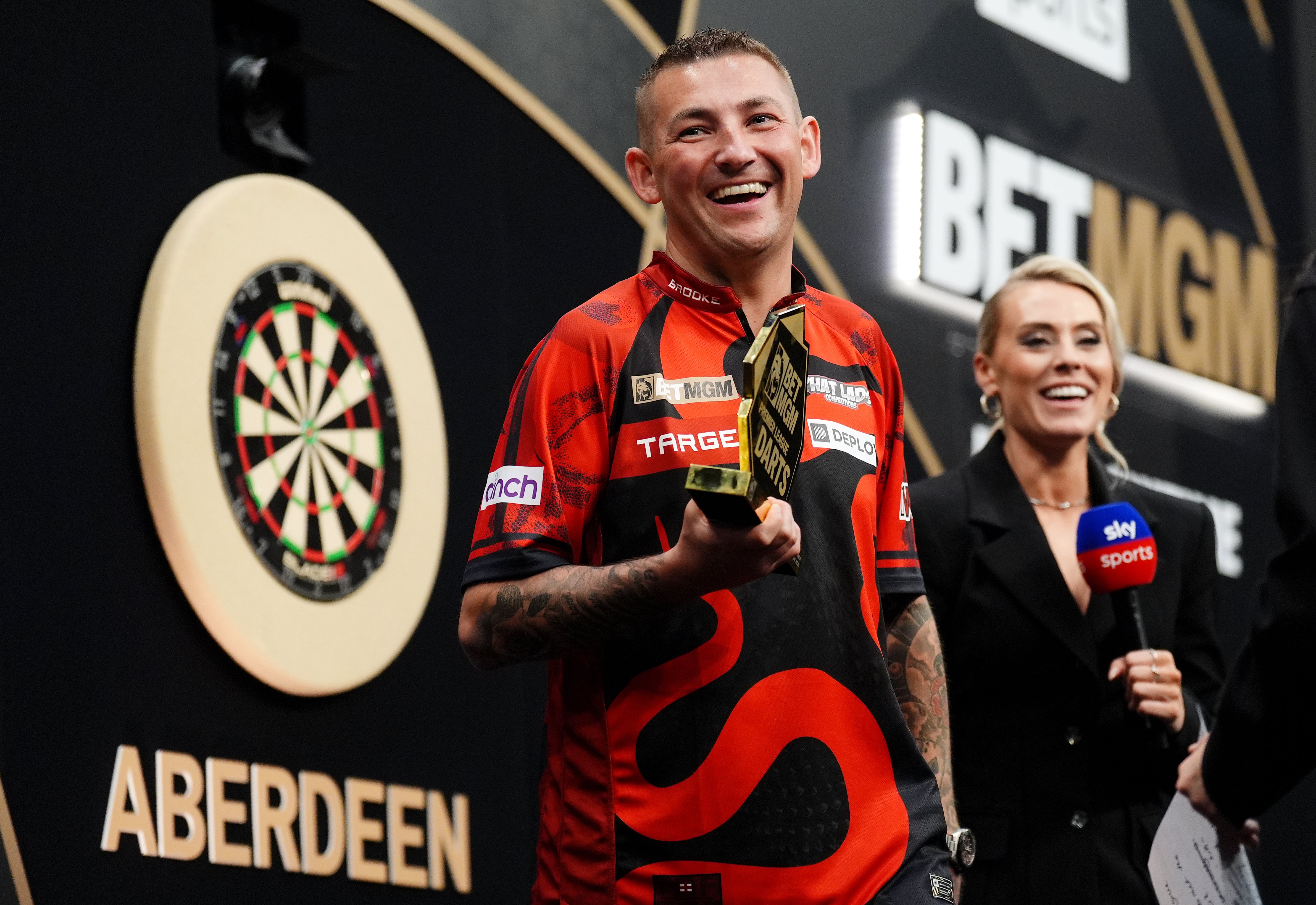 Nathan Aspinall won Night 15 of the Premier League Darts in Aberdeen