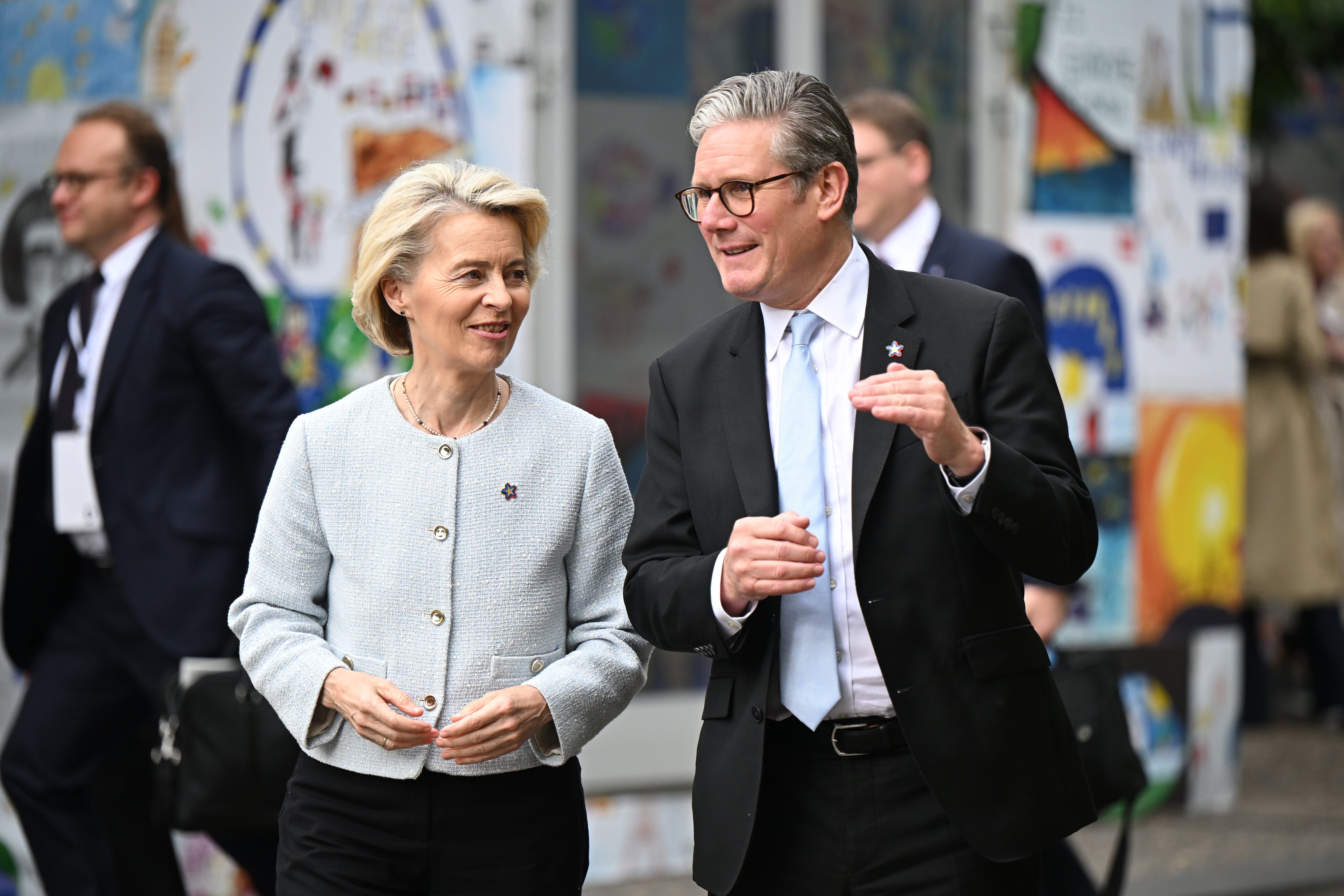 Prime Minister Sir Keir Sparmermer with the President of the European Commission in Ursula von Der Leyen Ahead of their bilateral meeting while attending the European Summit of the Political Community in Tirana, Albania (Leon Neal / PA)