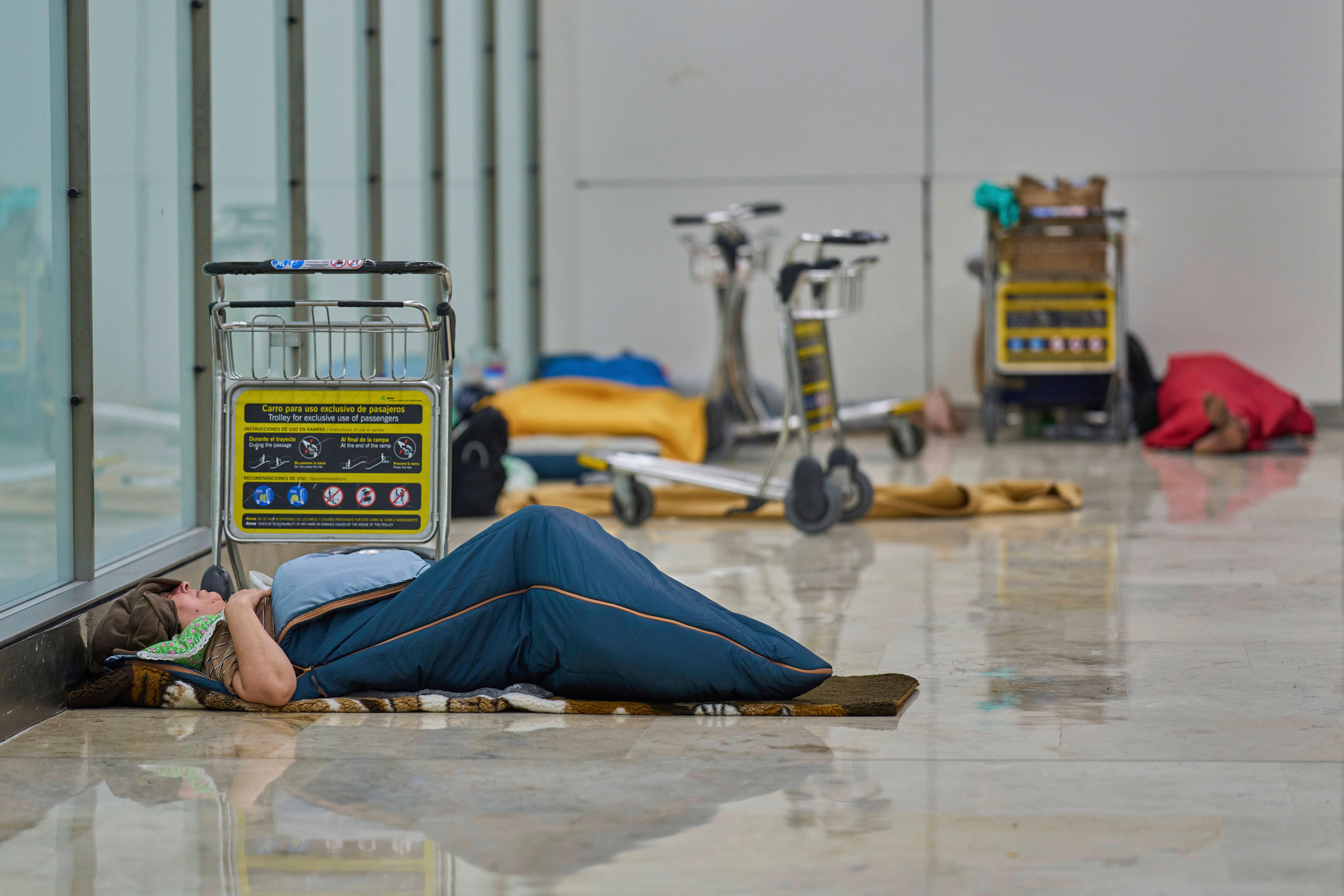 Spain Madrid Airport Homeless