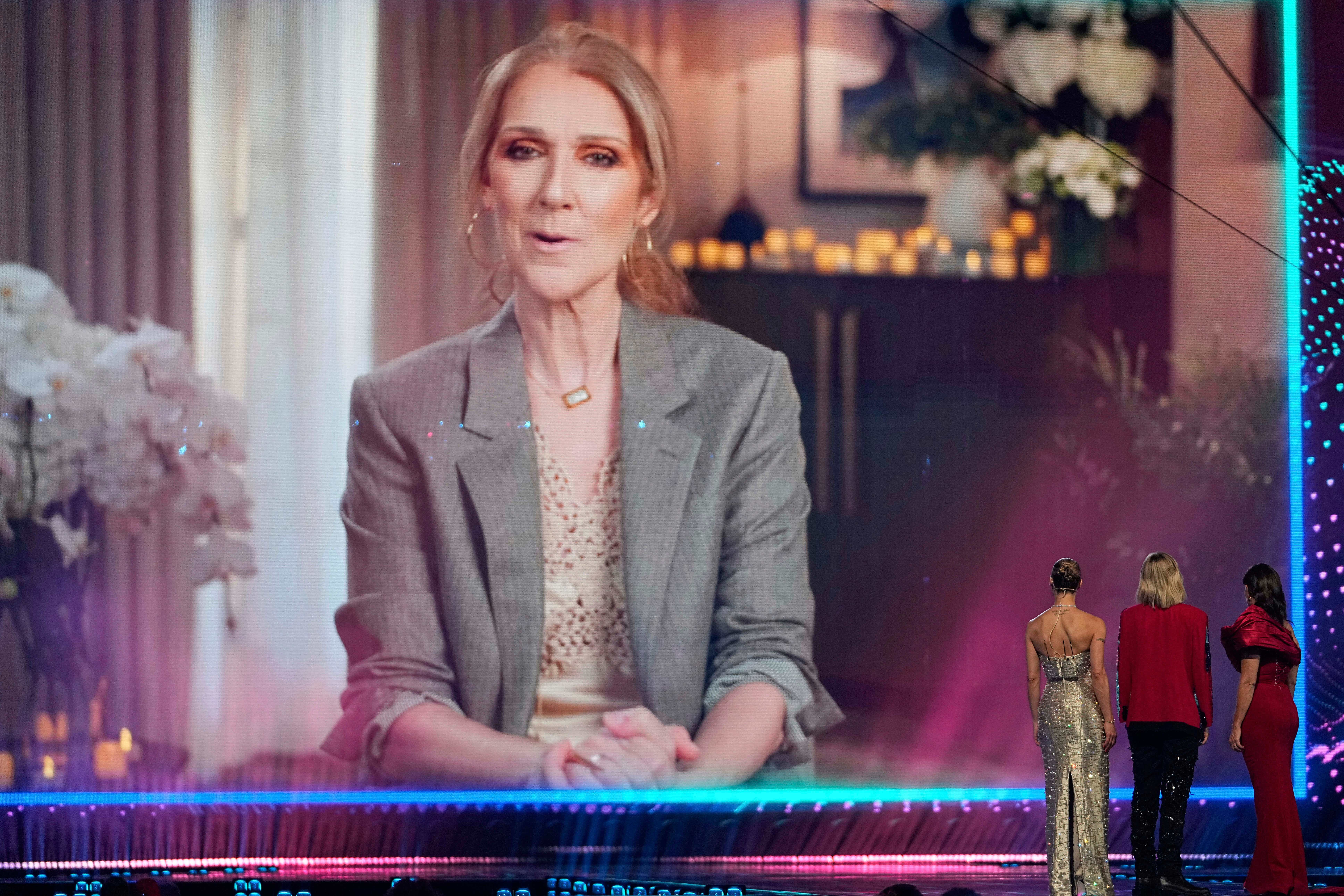 Celine Dion during a semi-final pre-recorded message on Tuesday (Martin Meissner/AP/PA)