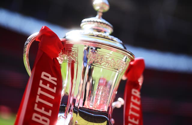 <p>The FA Cup trophy at Wembley Stadium</p>