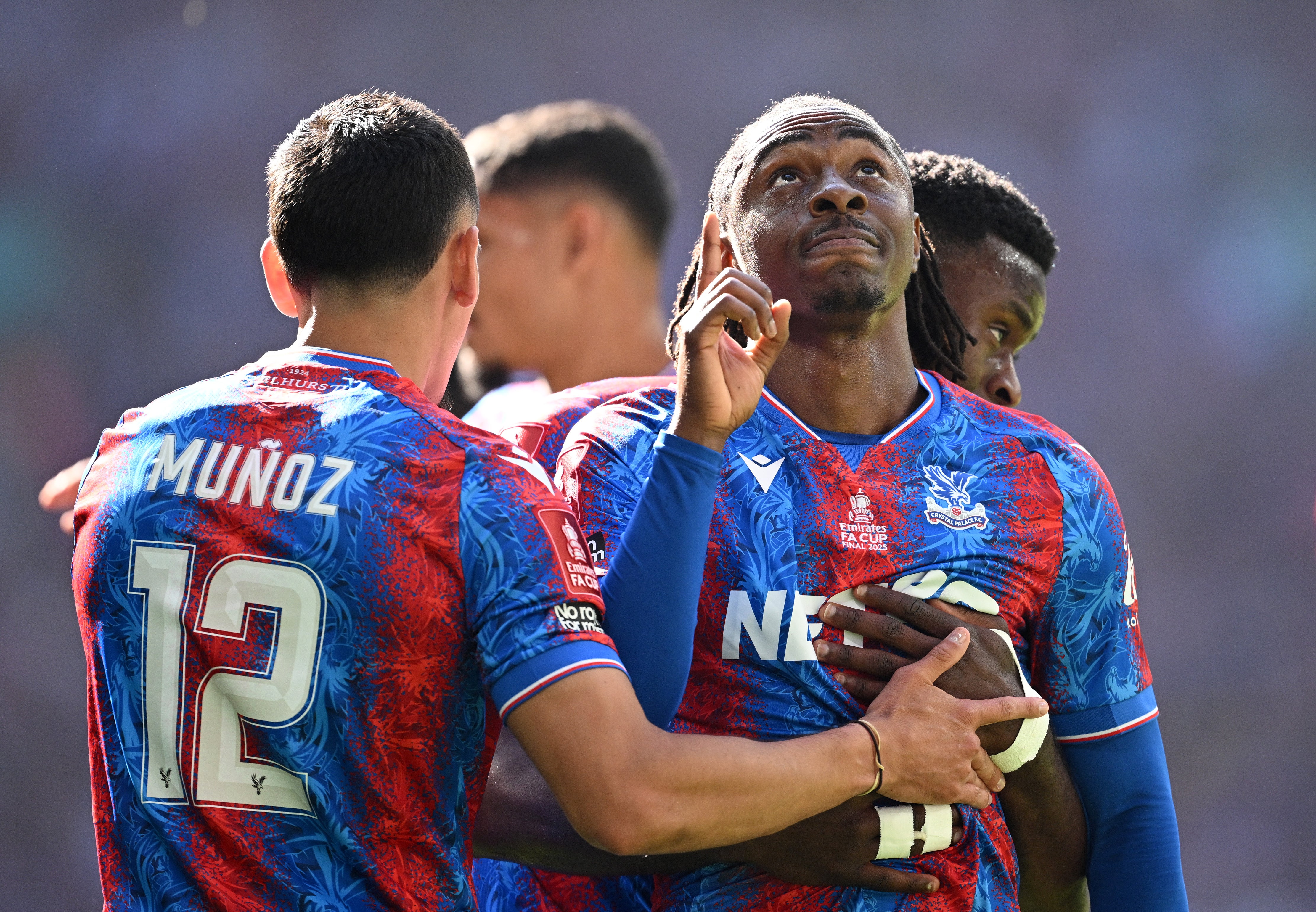 Eberechi Eze of Crystal Palace celebrates scoring his team's first goal