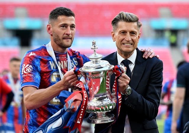 <p>Parish watched his side win their first ever major trophy, beating serial-winners Man City to the FA Cup crown</p>